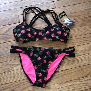Black bikini with pineapple design